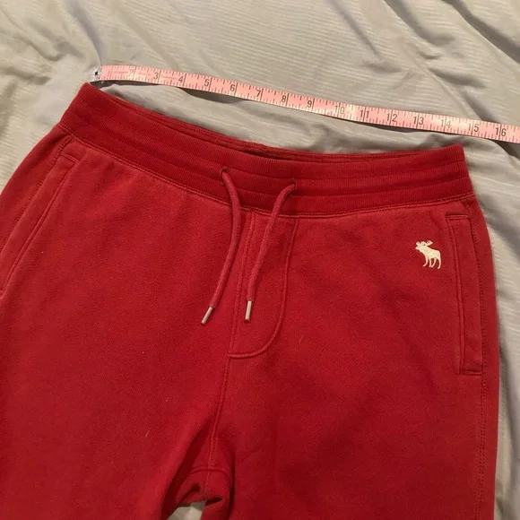 Abercrombie & Fitch Red Soft Fleece sweatpants joggers open bottom - Picture 3 of 6